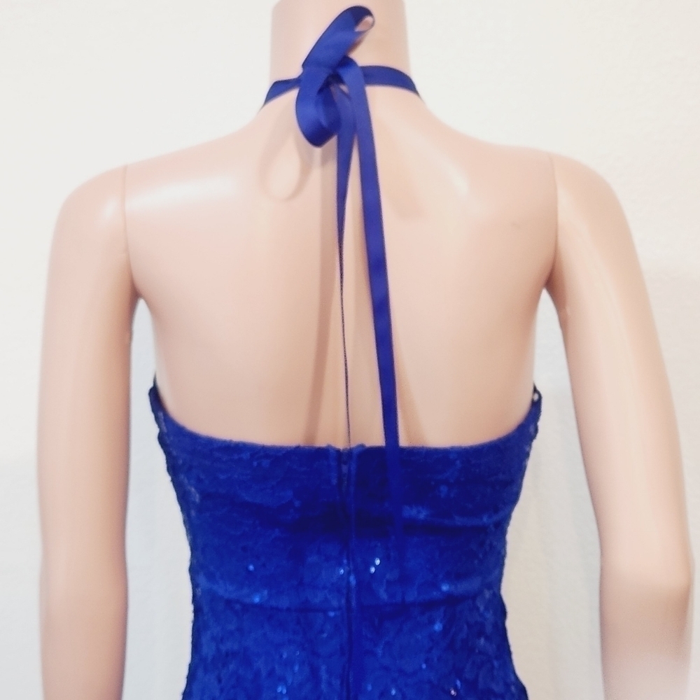 LA Scala Formal Floor Length Lace Rhinestone Neck Dress Size S - Picture 8 of 15